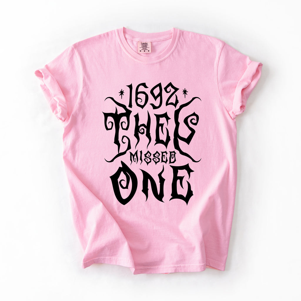 1692 They Missed One Salem Spooky Halloween Witch Shimmering Ghost Comfort Colors Tee