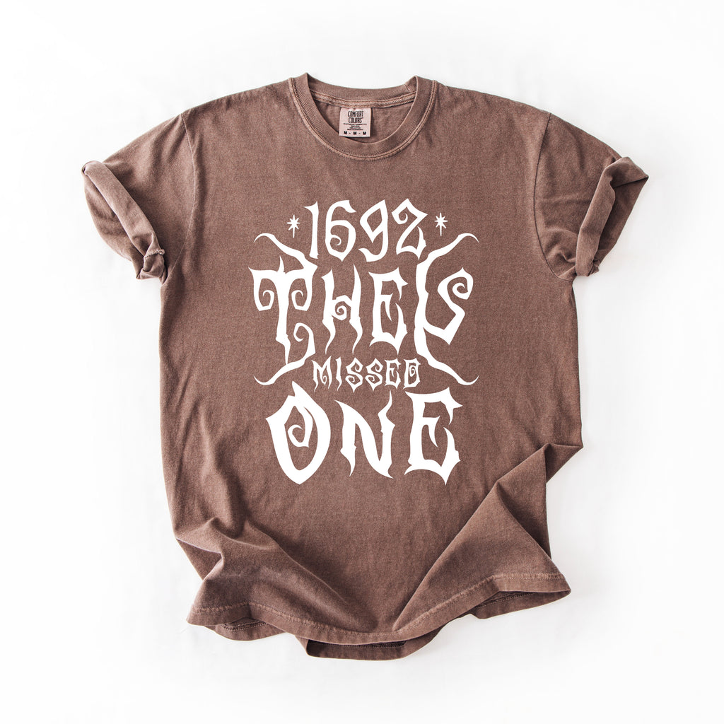 1692 They Missed One Salem Spooky Halloween Witch Shimmering Ghost Comfort Colors Tee