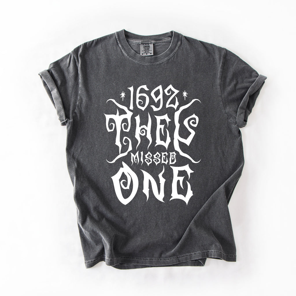 1692 They Missed One Salem Spooky Halloween Witch Shimmering Ghost Comfort Colors Tee