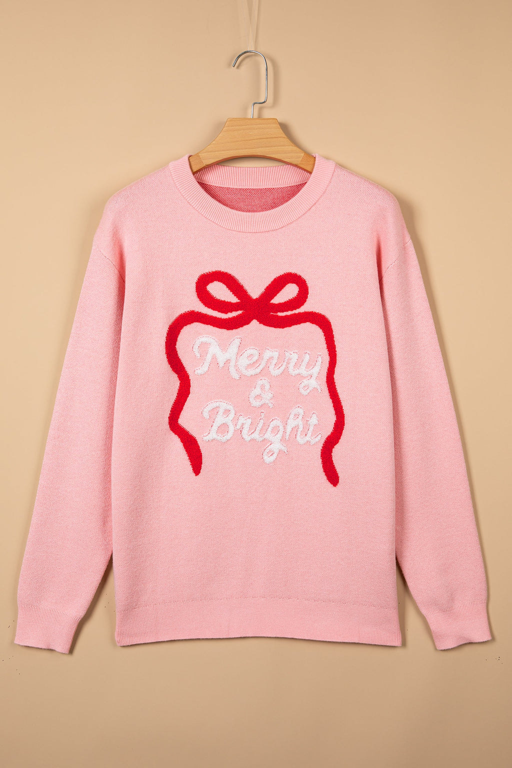 Christmas Bow Merry & Bright Bouclé Textured Sweater