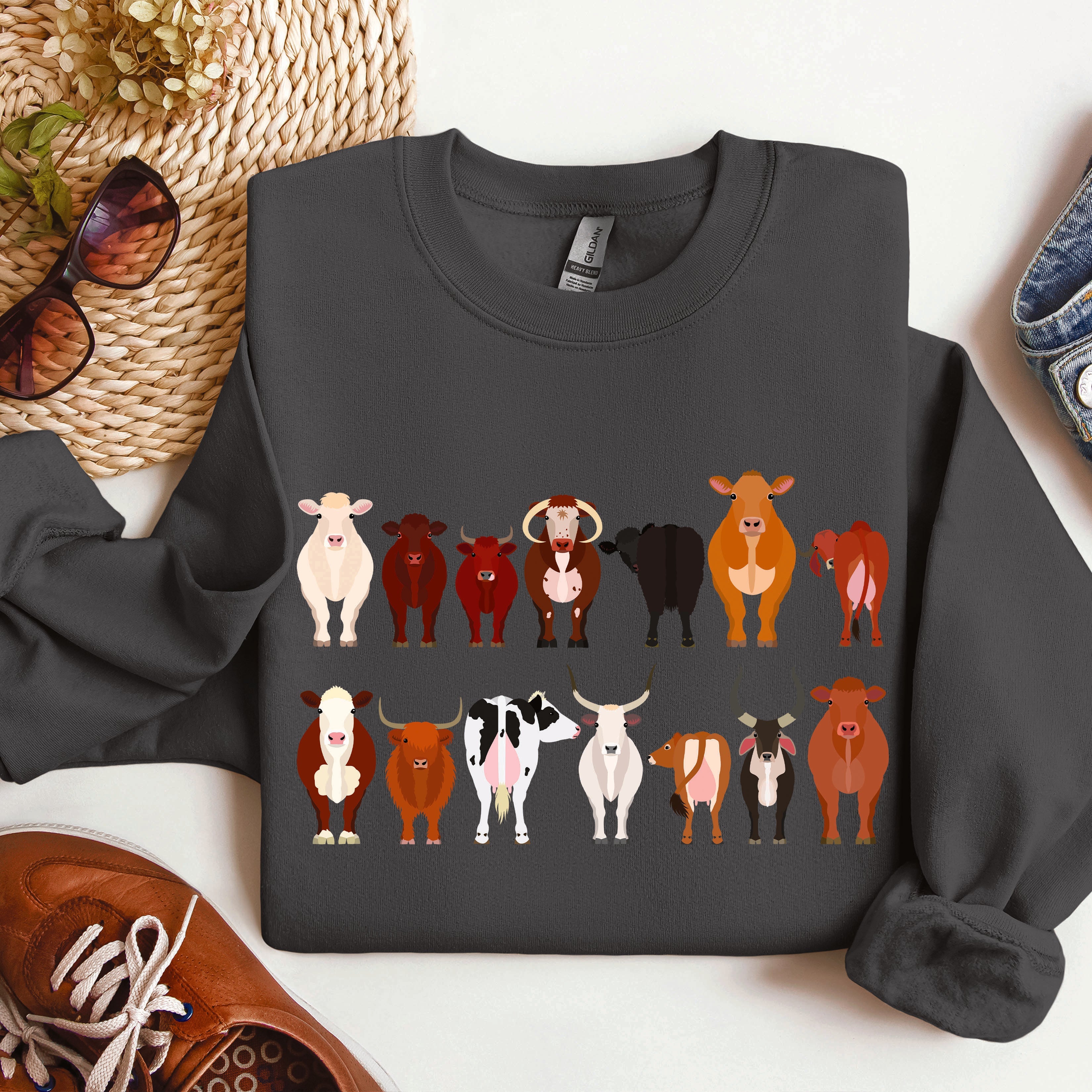 Cow Breeds Farm Animal Lover Passionate Cow Enthusiast Community Celebration Of Dairy And Beef Breeds Sweatshirt