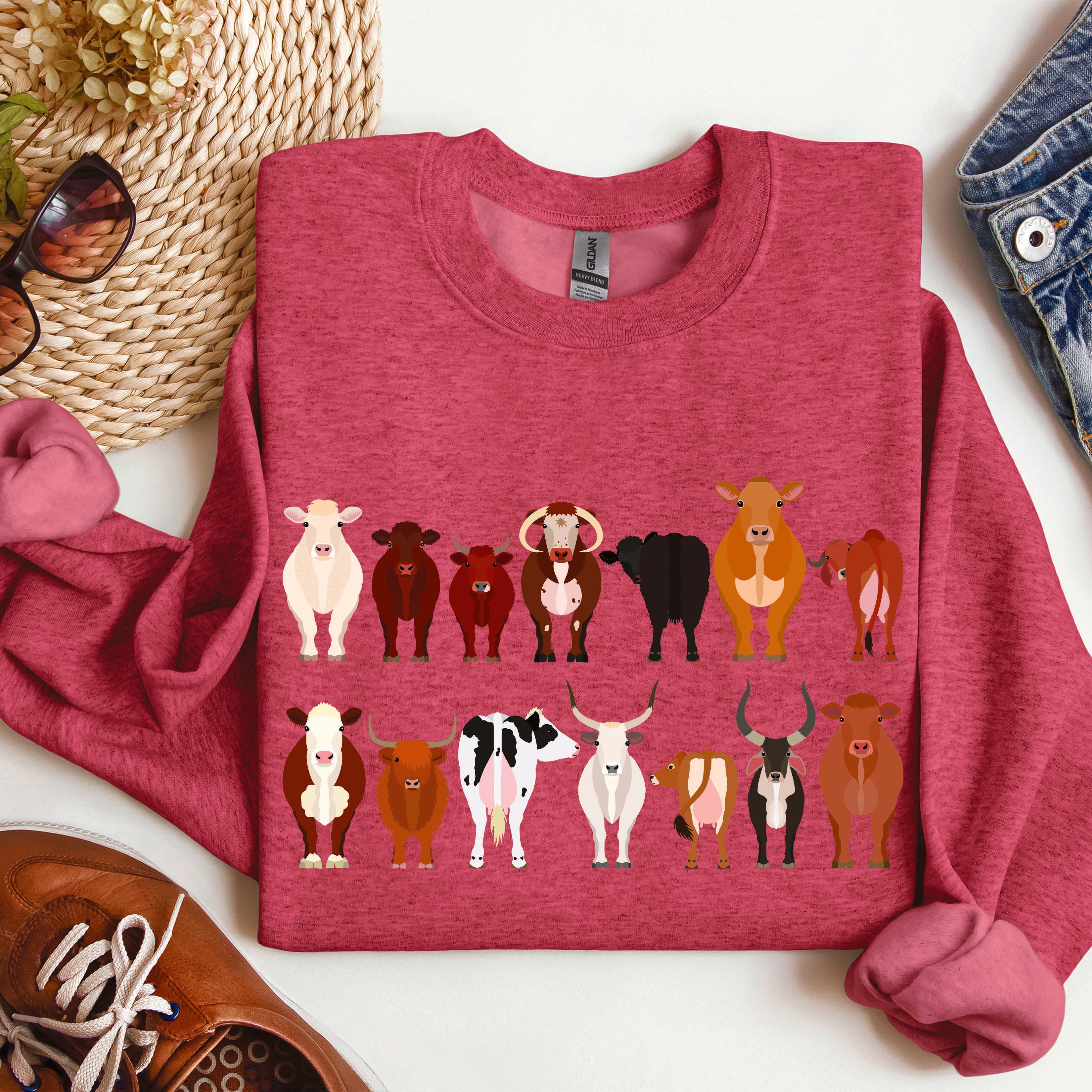Cow Breeds Farm Animal Lover Passionate Cow Enthusiast Community Celebration Of Dairy And Beef Breeds Sweatshirt