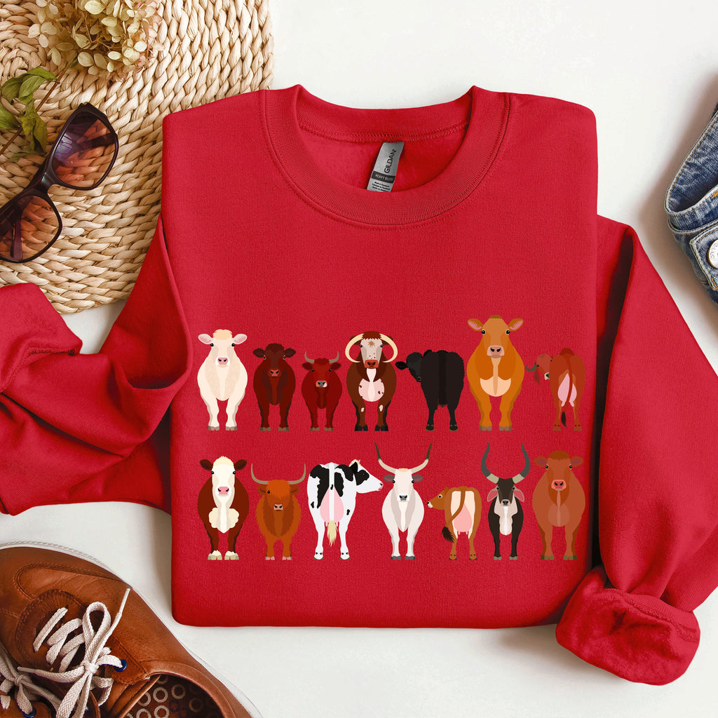 Cow Breeds Farm Animal Lover Passionate Cow Enthusiast Community Celebration Of Dairy And Beef Breeds Sweatshirt