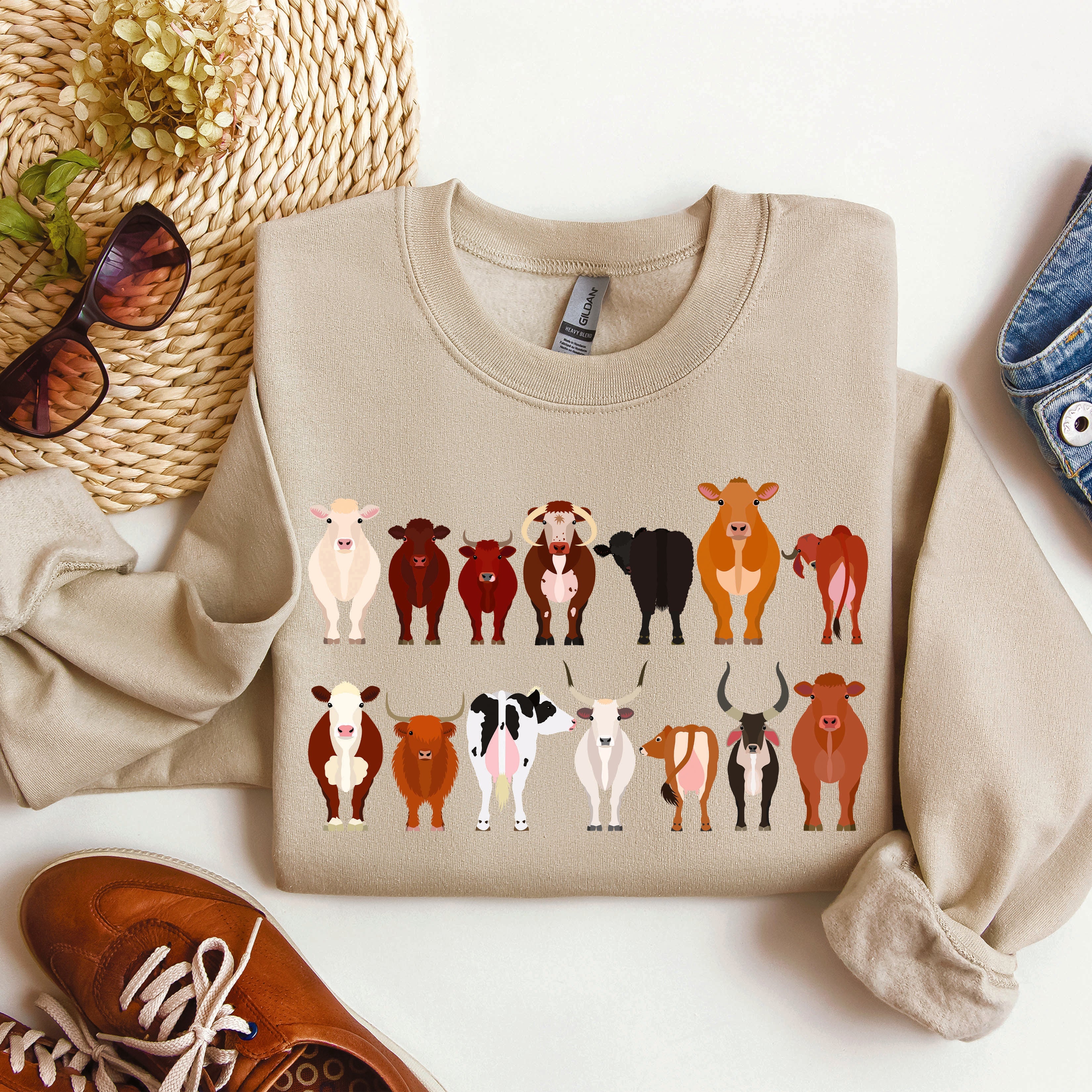 Cow Breeds Farm Animal Lover Passionate Cow Enthusiast Community Celebration Of Dairy And Beef Breeds Sweatshirt