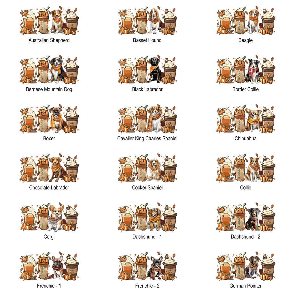 Autumn Dogs and Coffee, Many Breeds Available, Cozy Canine Lovers Collection Comfort Colors Tee