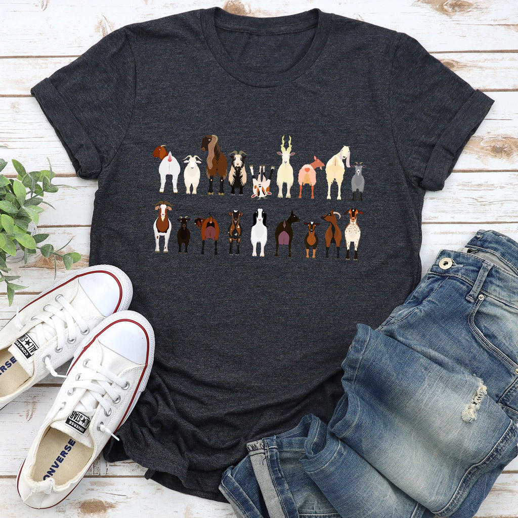 Goat Lovers Farm Animal Illustration Breeds Vintage Style Artwork With Bold Graphics Graphic Tee
