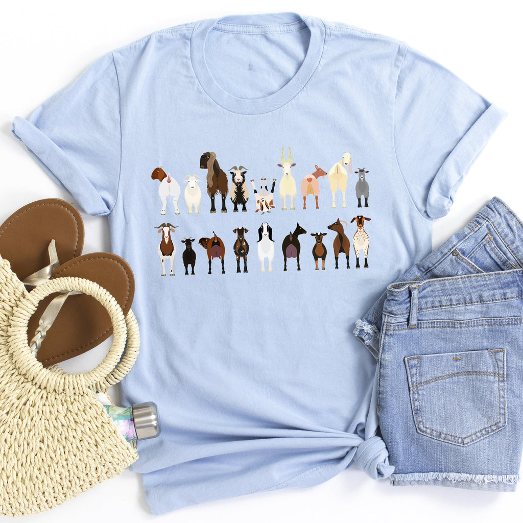 Goat Lovers Farm Animal Illustration Breeds Vintage Style Artwork With Bold Graphics Graphic Tee