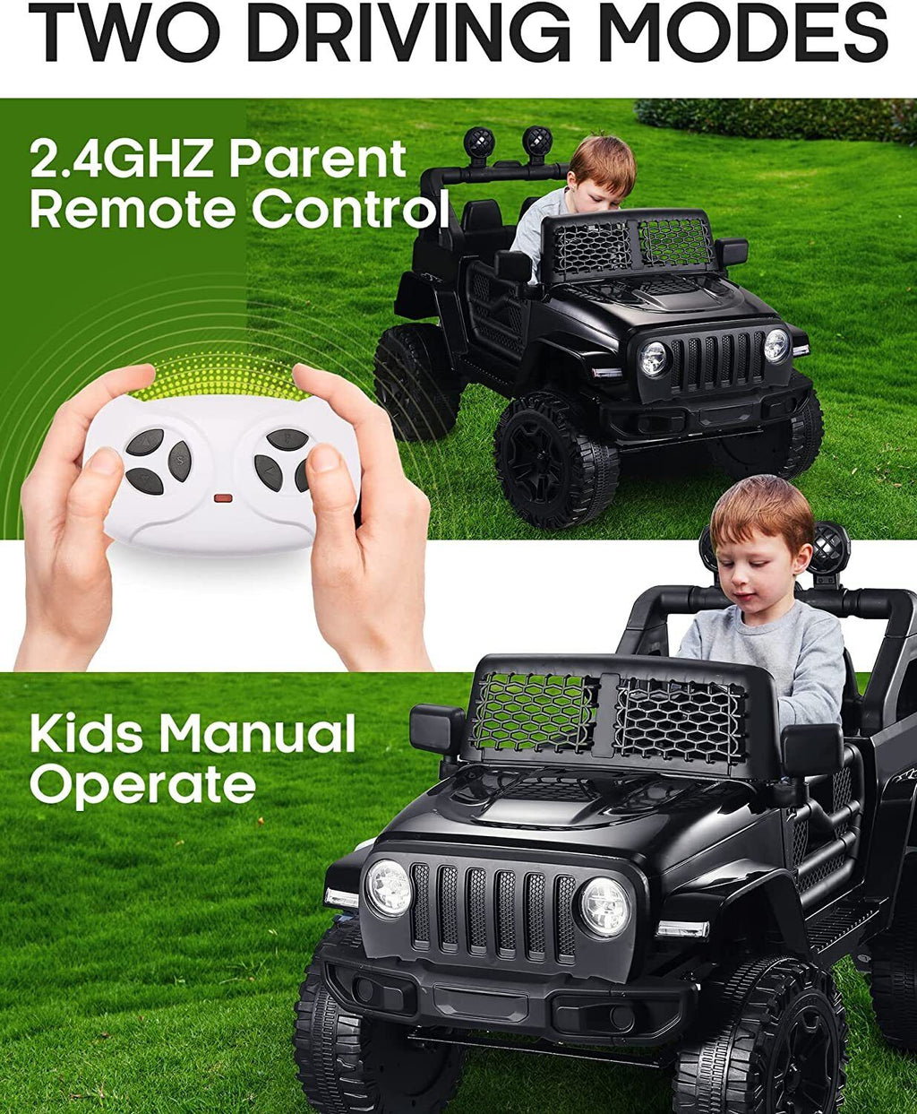 2-Seater Electric Ride-On Jeep for Kids with Remote Control - 12V 7AH