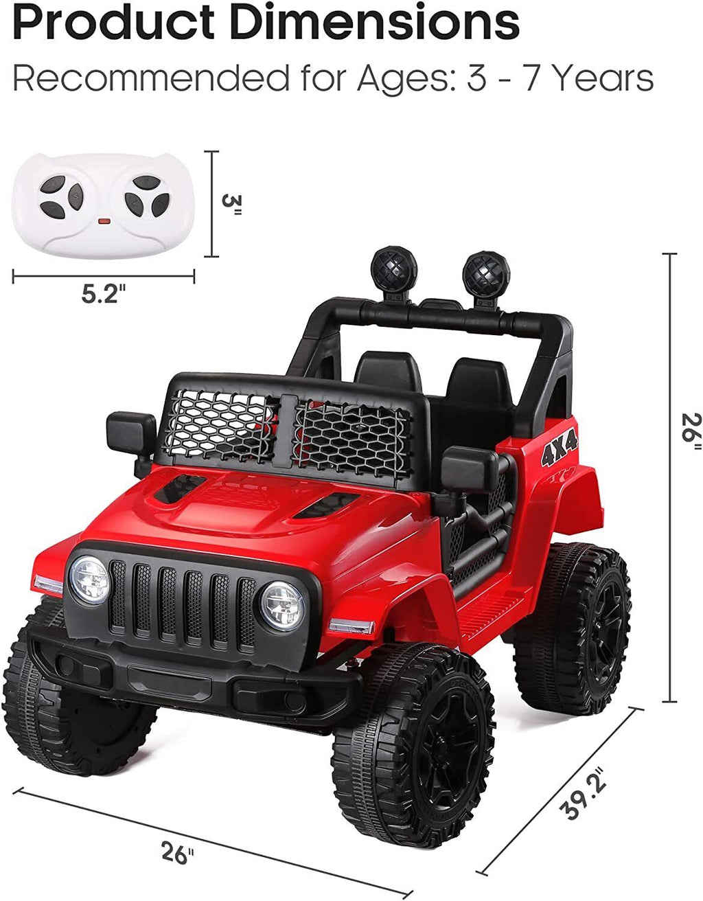 2-Seater Electric Ride-On SUV Truck for Kids with Remote Control and MP3/USB Connectivity