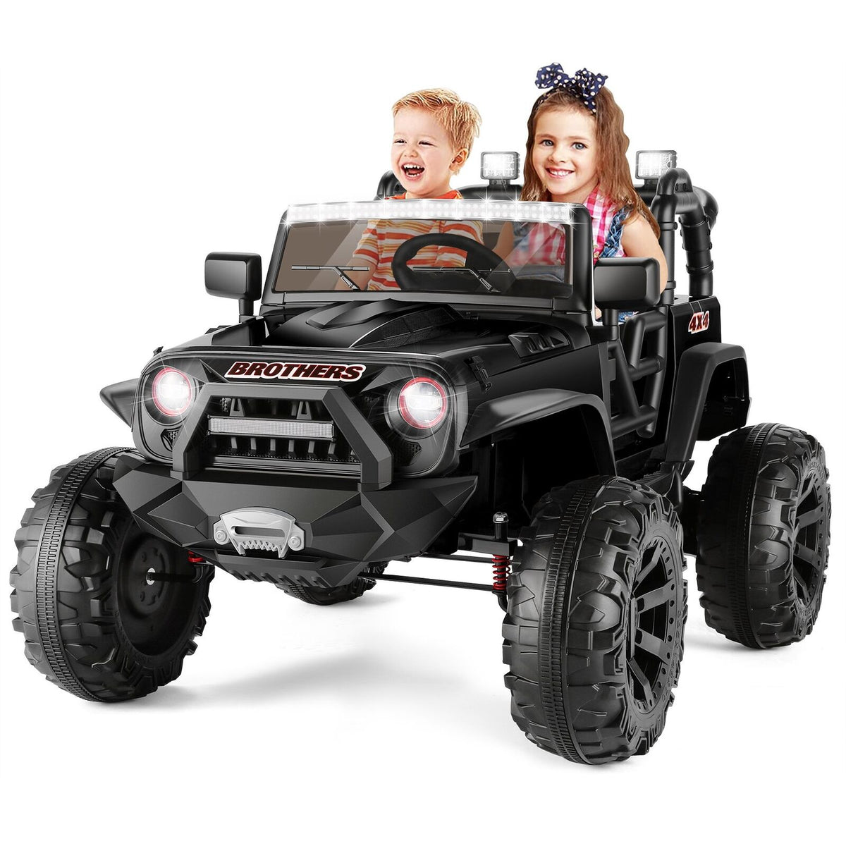 2-Seater Kids Electric Ride On Jeep Car with 3 Speeds, MP3 Player, Remote Control, and LED Lights - 24V MAX