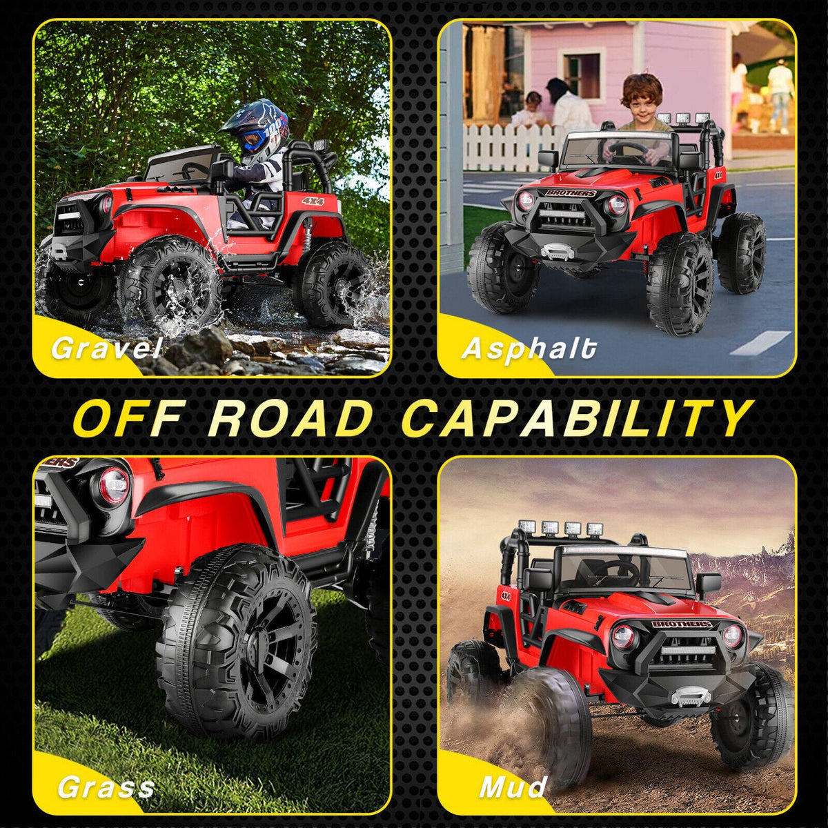 2-Seater Kids Electric Ride On Jeep Car with 3 Speeds, MP3 Player, Remote Control, and LED Lights - 24V MAX