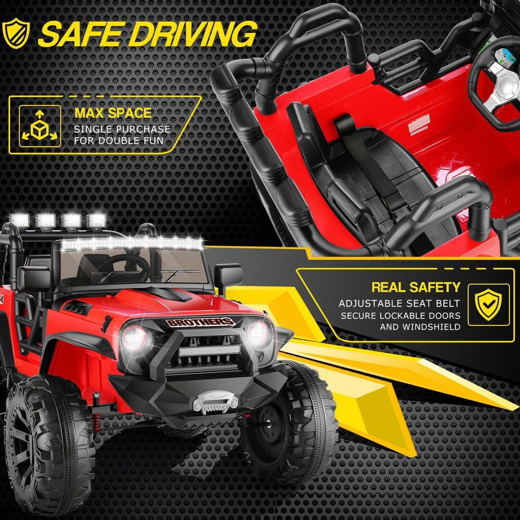 2-Seater Kids Electric Ride On Jeep Car with 3 Speeds, MP3 Player, Remote Control, and LED Lights - 24V MAX