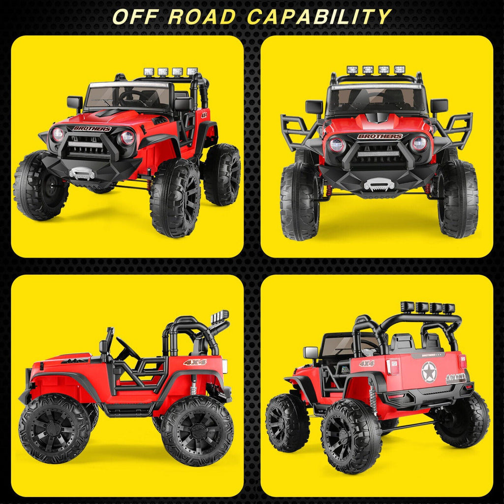 2-Seater Kids Electric Ride On Jeep Car with 3 Speeds, MP3 Player, Remote Control, and LED Lights - 24V MAX