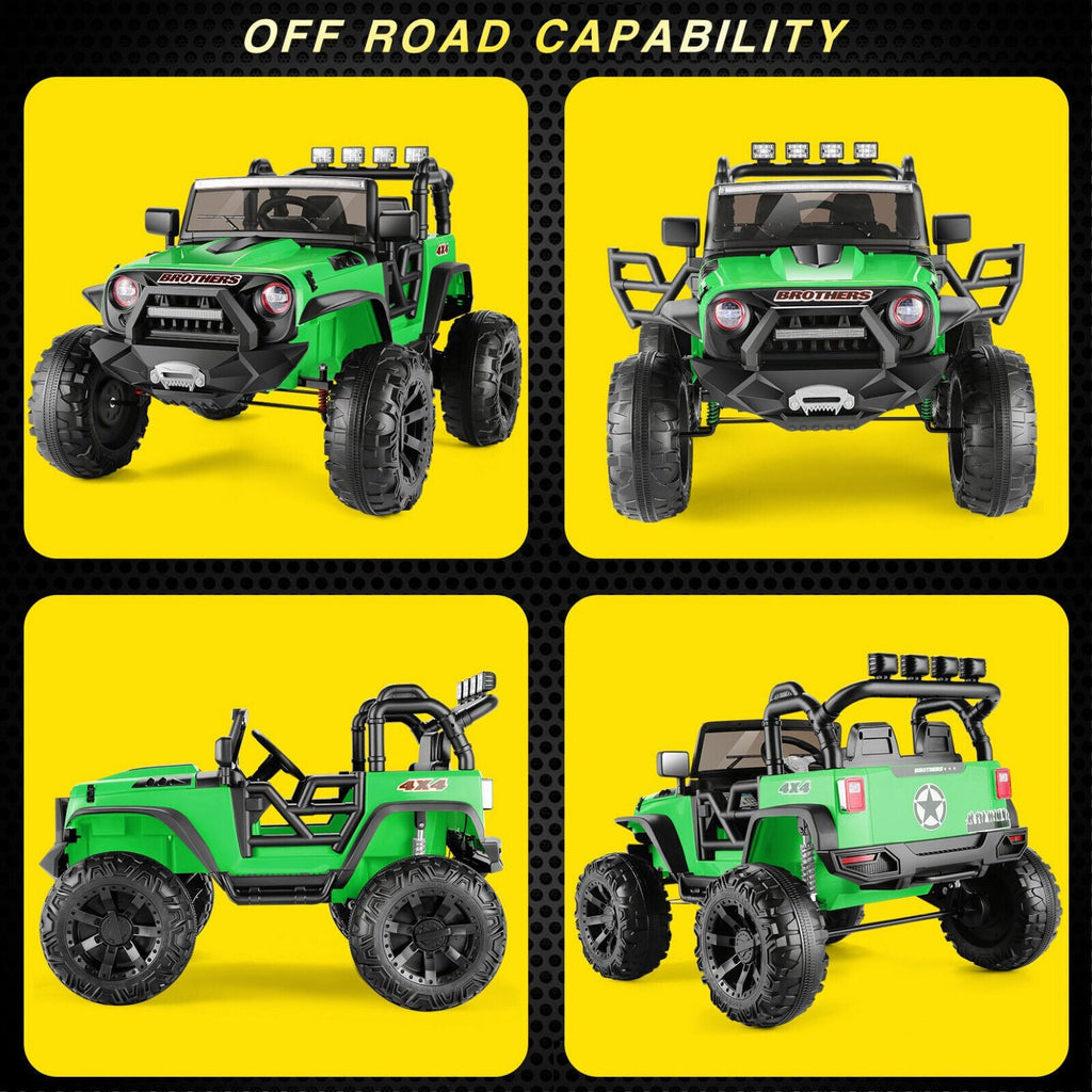 2-Seater Kids Electric Ride On Jeep Car with 3 Speeds, MP3 Player, Remote Control, and LED Lights - 24V MAX