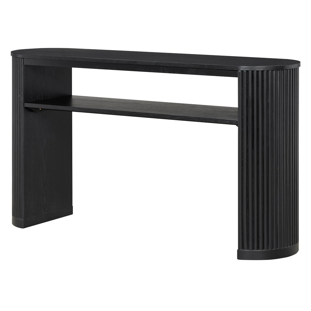 Console Table With Fluted Legs, Open Shelf
