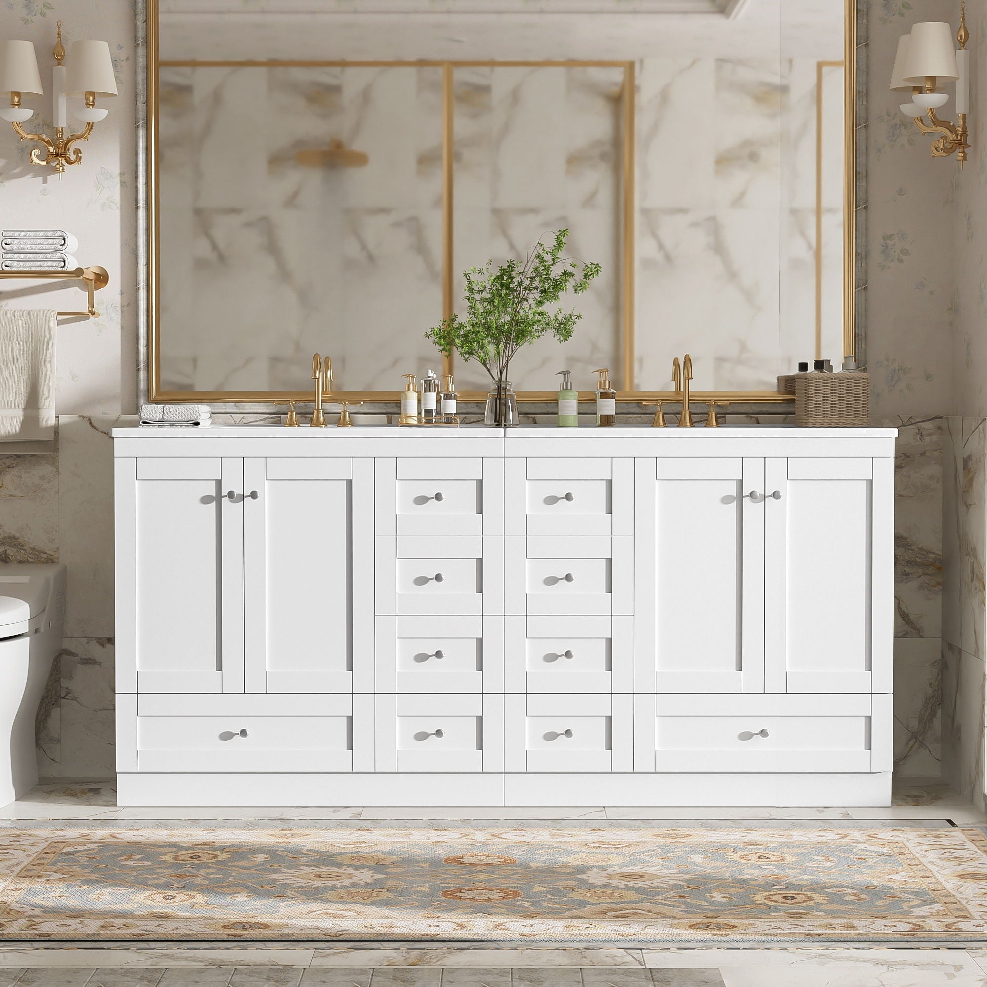 Shaker Free Standing Bathroom Vanity Cabinet & Sink, Soft Close Drawers, Soft Close Doors