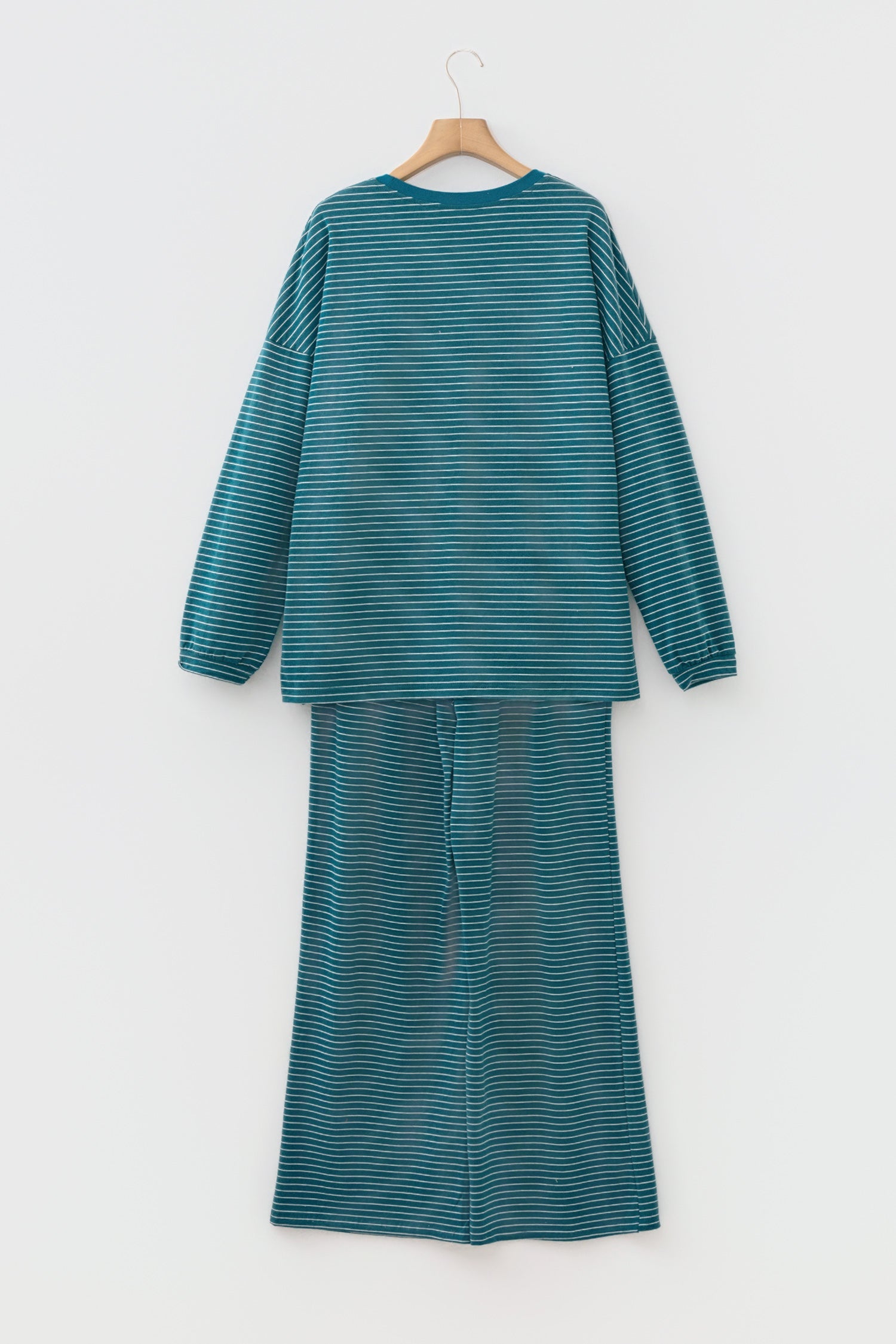 Stripe Drop Shoulder Long Sleeve Top & Pants Set