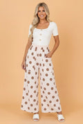 Polka Dot Wide Leg Elastic Waist Pants