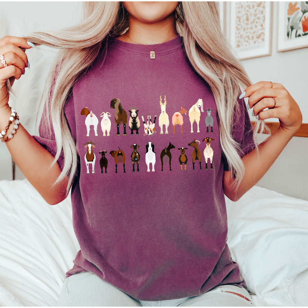 Goat Lovers Farm Animal Illustration With Breeds And Pets Displayed Comfort Colors Tee