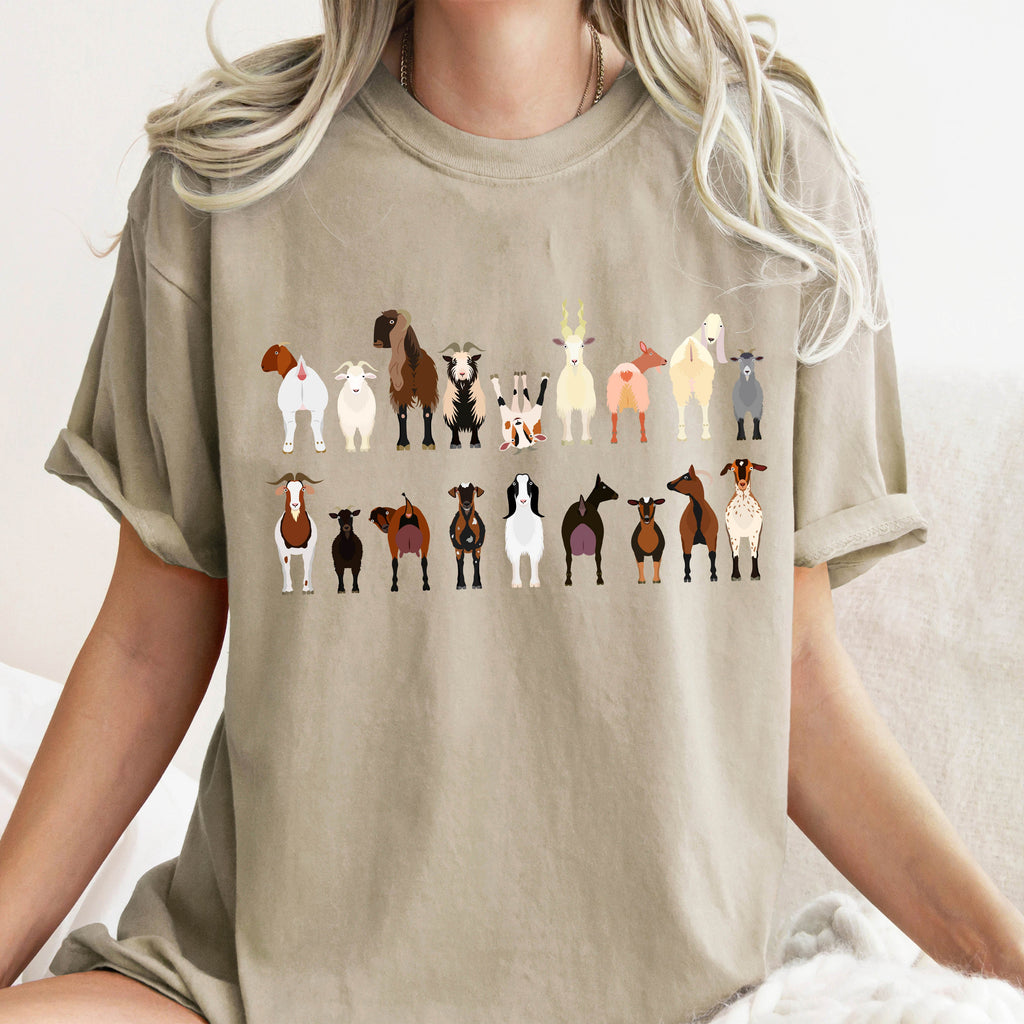 Goat Lovers Farm Animal Illustration With Breeds And Pets Displayed Comfort Colors Tee