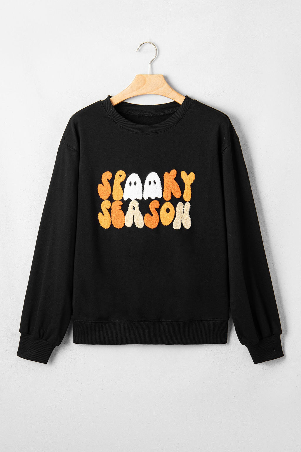 Halloween Spooky Season Embroidered Long Sleeve Sweatshirt