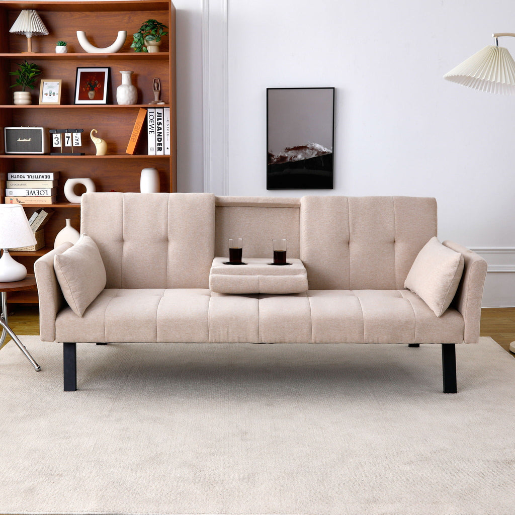 Sofa Bed With Foldable Design And Cup Holder