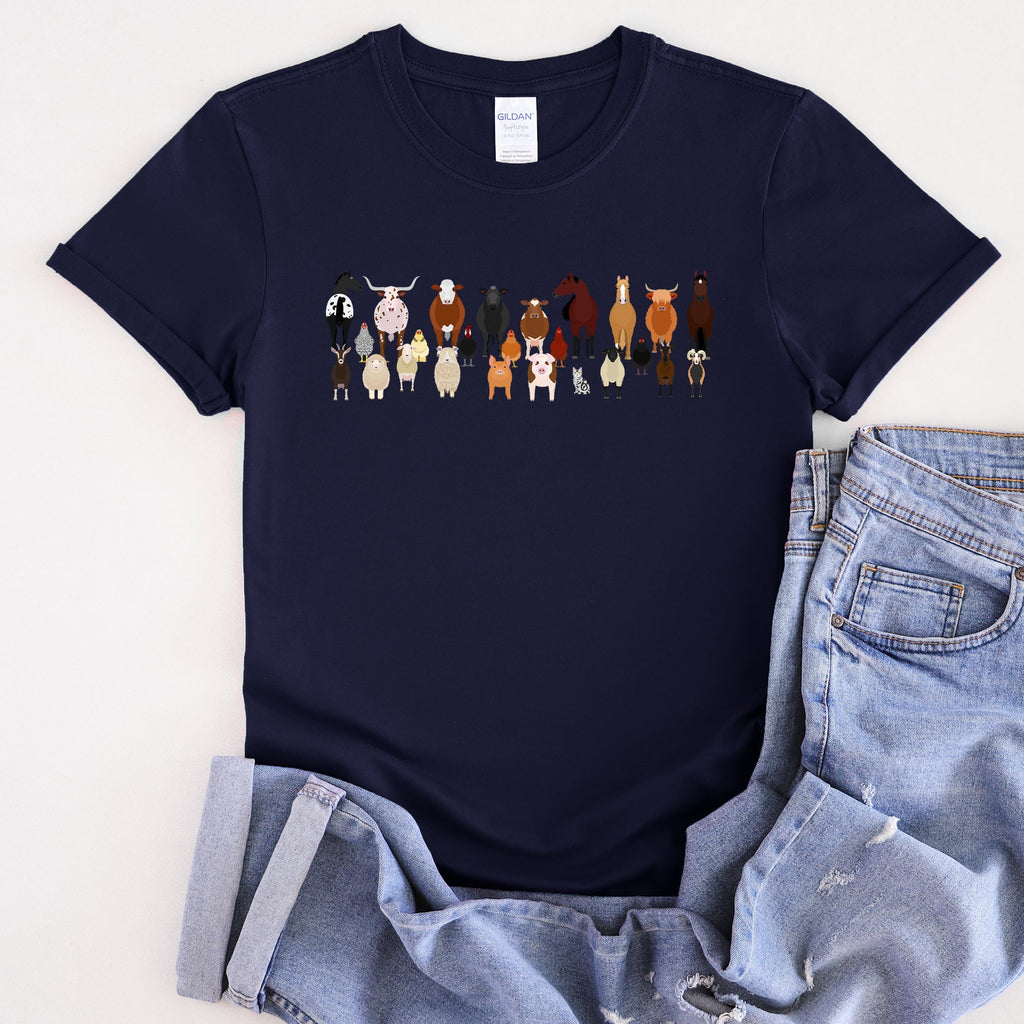 Farm Animal Lovers Illustration Collection Featuring Charming Breeds And Playful Farmyard Scenes Graphic Tee