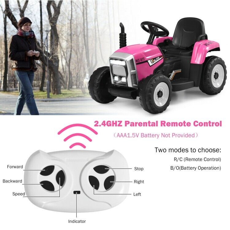 3-Gear-Shift Ride-On Tractor Car for Kids with Ground Loader - Battery Powered (12V)