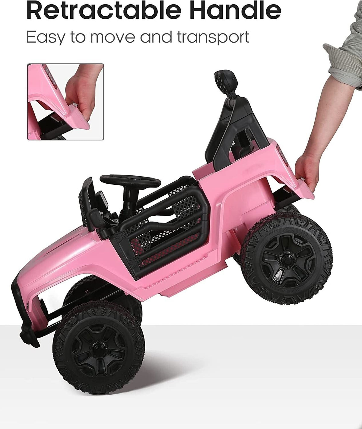 12V Kids Ride On Truck with Remote Control, LED Lights, and Music - Spring Suspension for a Smooth Ride