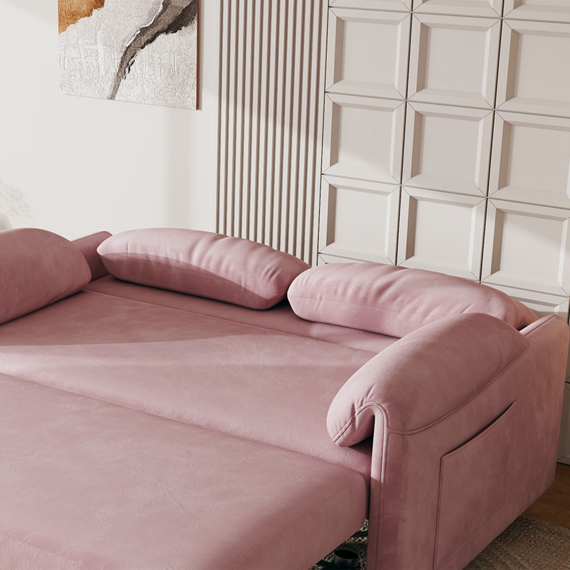 Sofa, Dual Purpose Lounge With Retractable Queen Size Bed