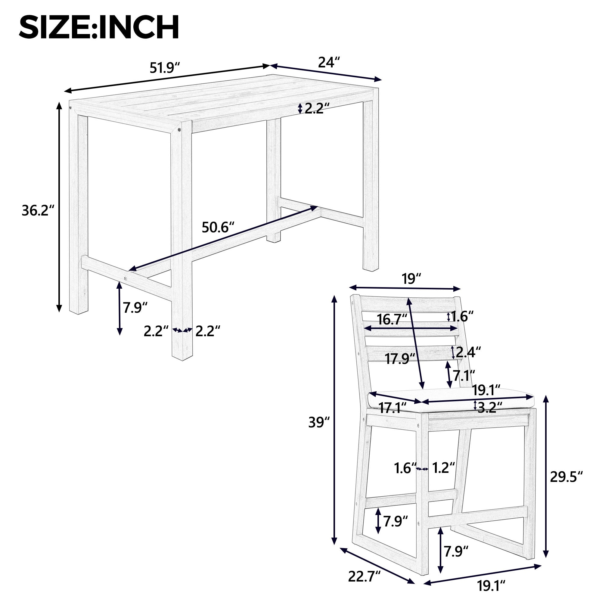 Patio Bar Set With Ergonomic Chairs