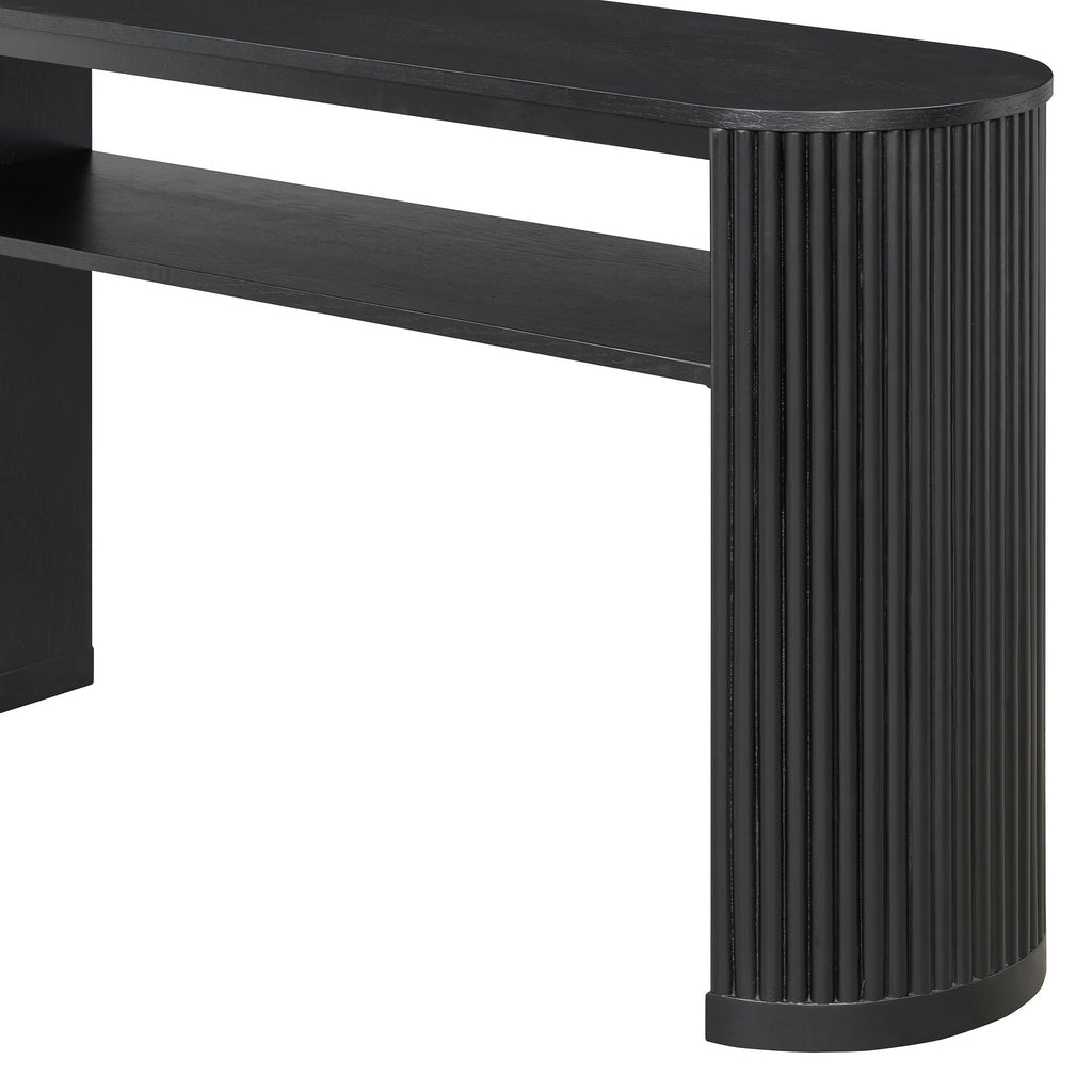 Console Table With Fluted Legs, Open Shelf