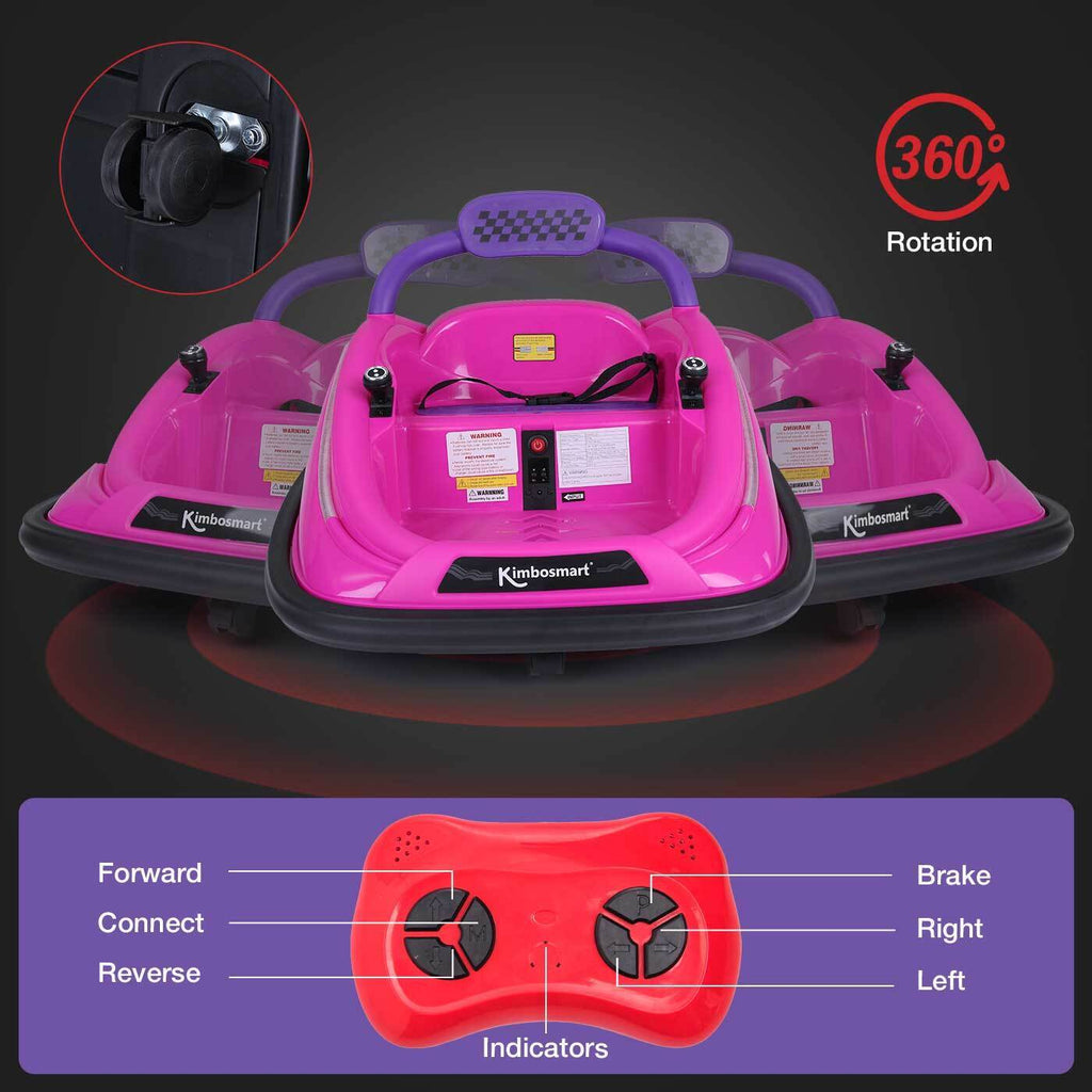 360° Spin Race Car for Kids with Remote Control and LED Lights - 6V Bumper Car Ride-On