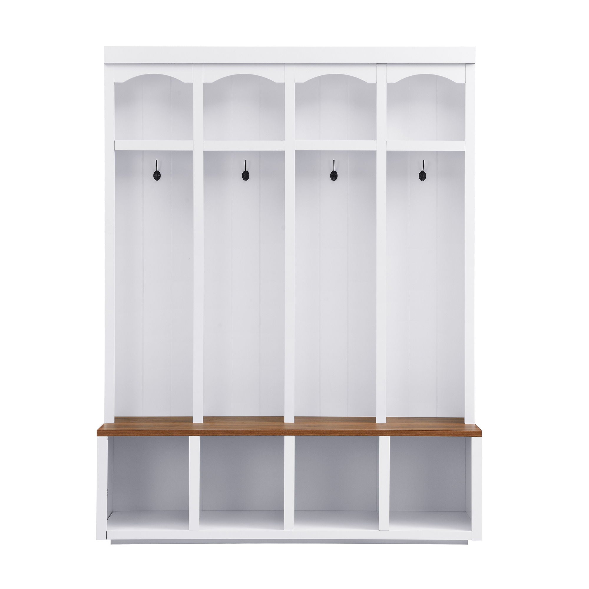 Entryway Hall Tree With Bench, 4 Hooks & Open Storage Space