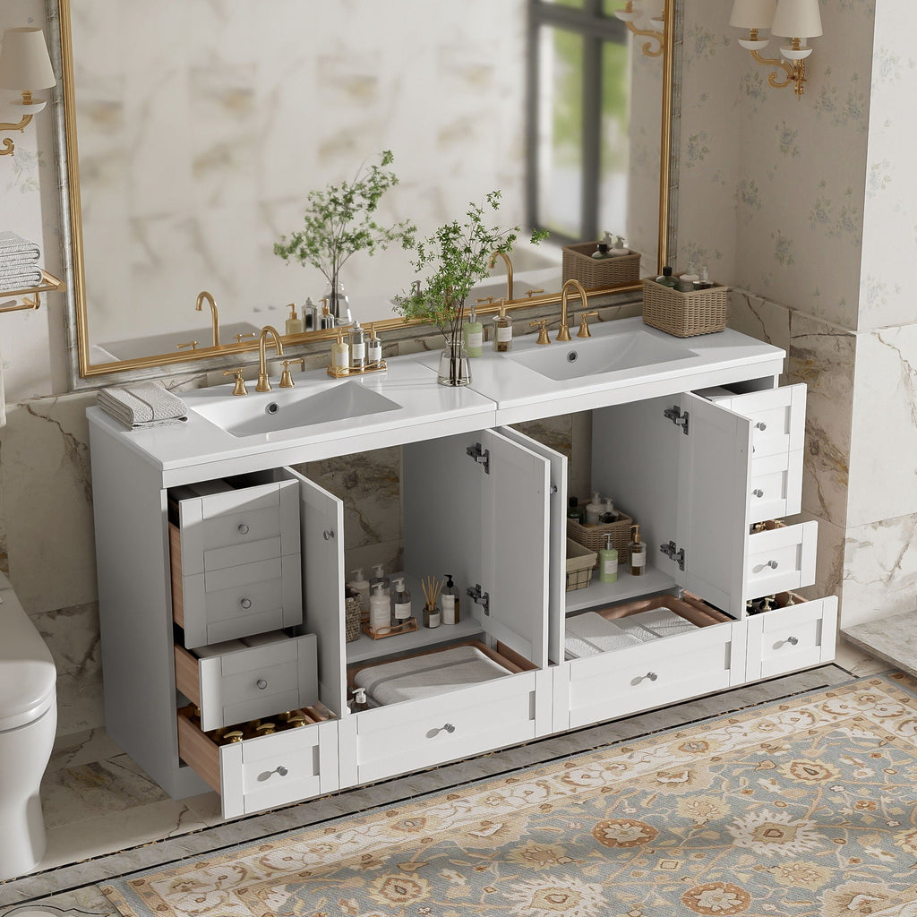 Shaker Free Standing Bathroom Vanity Cabinet & Sink, Soft Close Drawers, Soft Close Doors