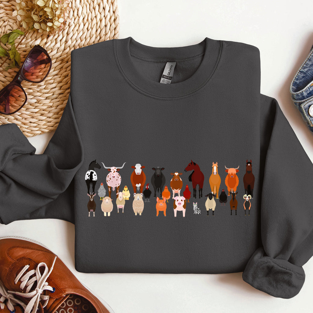 Farm Animals Lover Barnyard Friends Cozy Country Farm Scene For Animal Lovers Sweatshirt