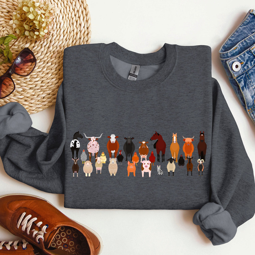 Farm Animals Lover Barnyard Friends Cozy Country Farm Scene For Animal Lovers Sweatshirt