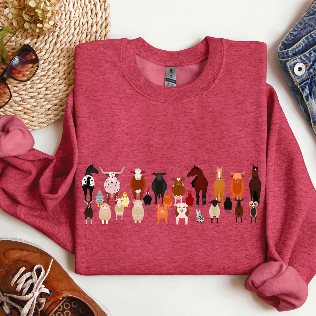 Farm Animals Lover Barnyard Friends Cozy Country Farm Scene For Animal Lovers Sweatshirt