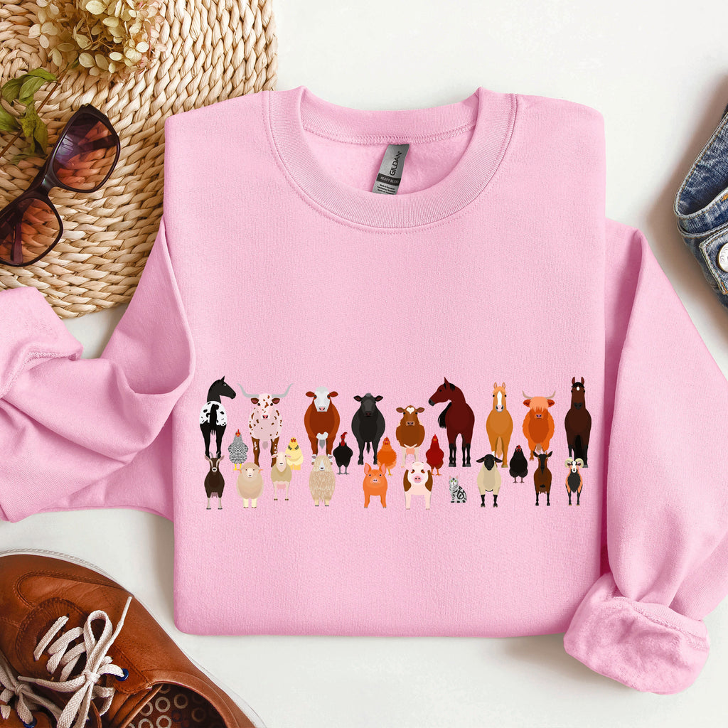 Farm Animals Lover Barnyard Friends Cozy Country Farm Scene For Animal Lovers Sweatshirt