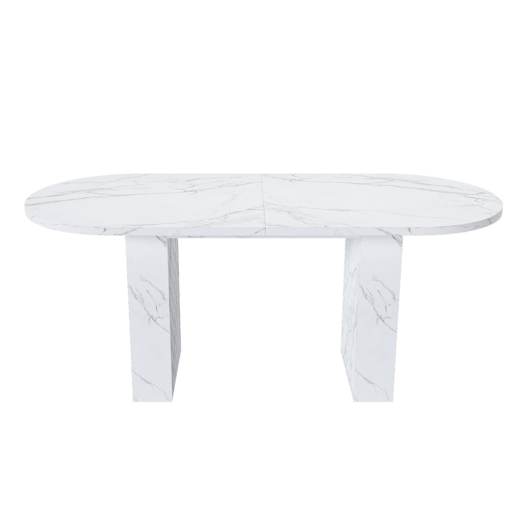 Oval Dining Table With Wood Strip Base