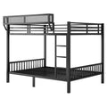 Queen Over Queen Bunk Bed With Ladder And Storage Shelf - Black