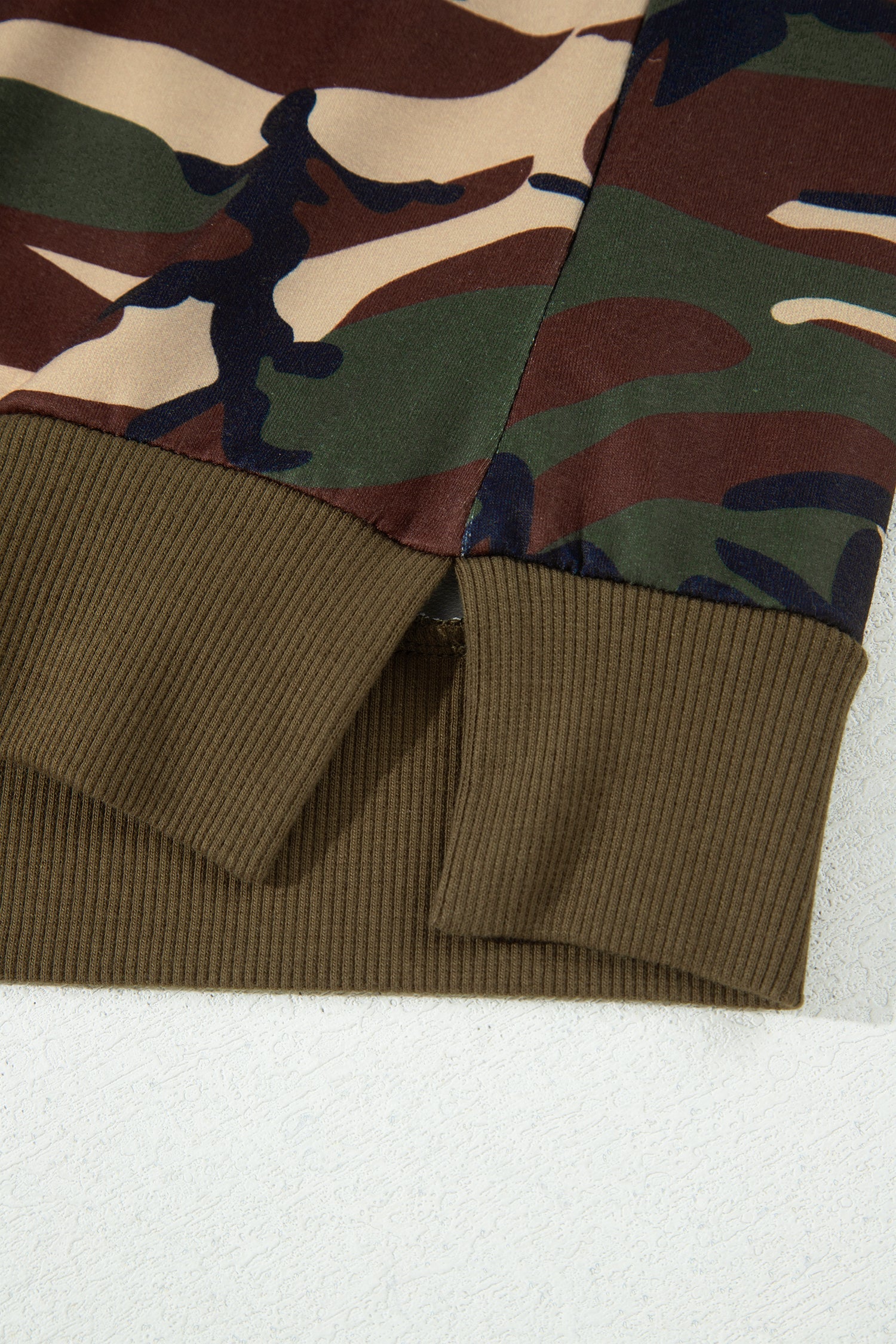 Camo Baggy Round Neck Long Sleeve Pullover Sweatshirt