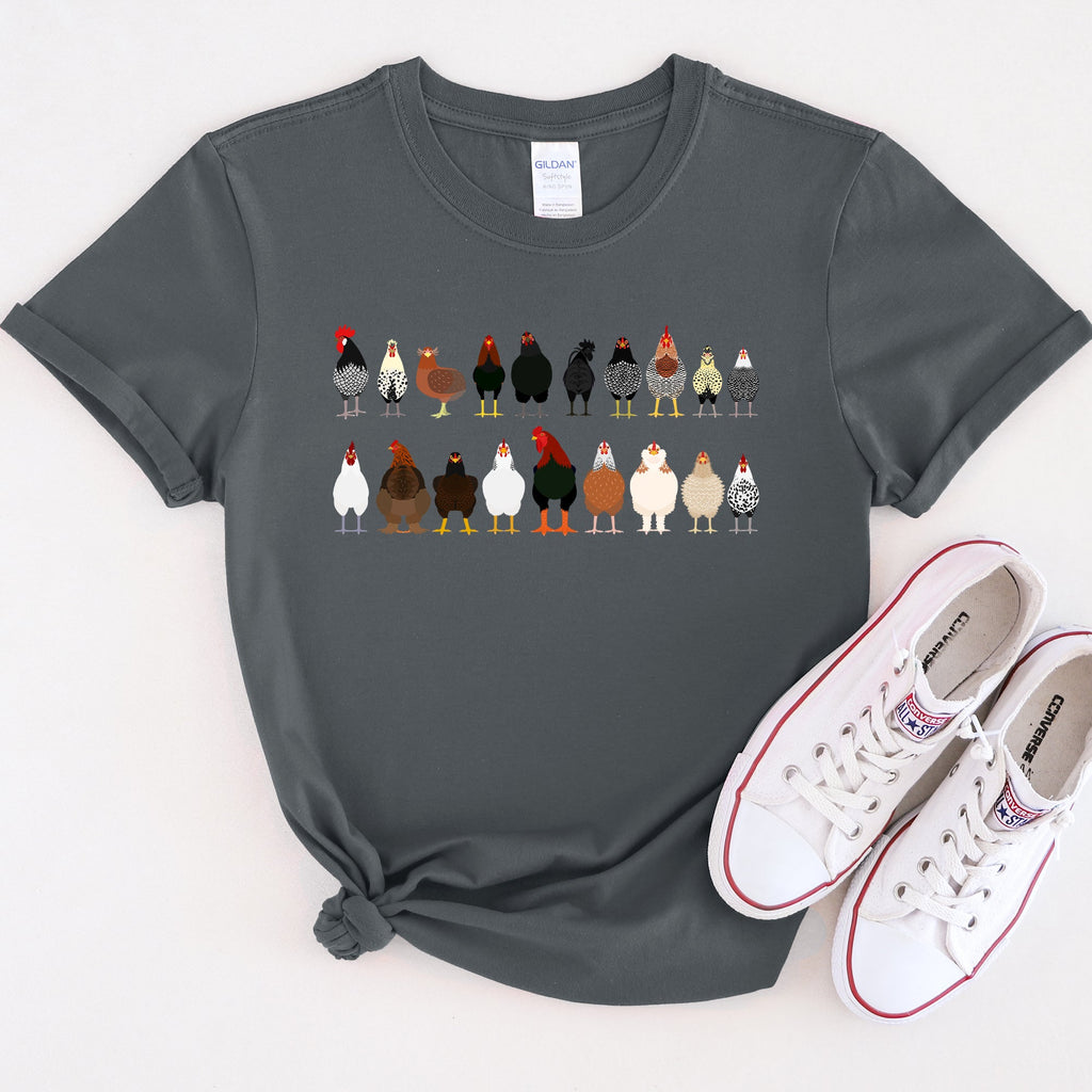 Chicken Lovers Premium Soft Cotton Farm Animal Illustration Breeds Showpiece Graphic Tee