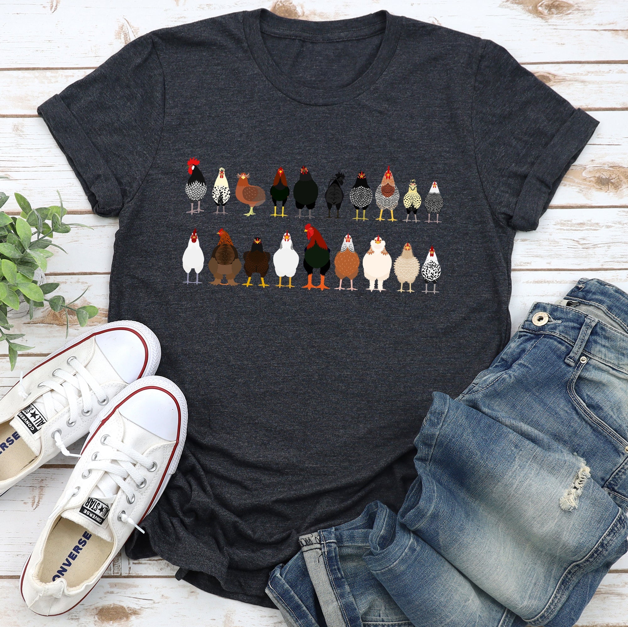 Chicken Lovers Premium Soft Cotton Farm Animal Illustration Breeds Showpiece Graphic Tee