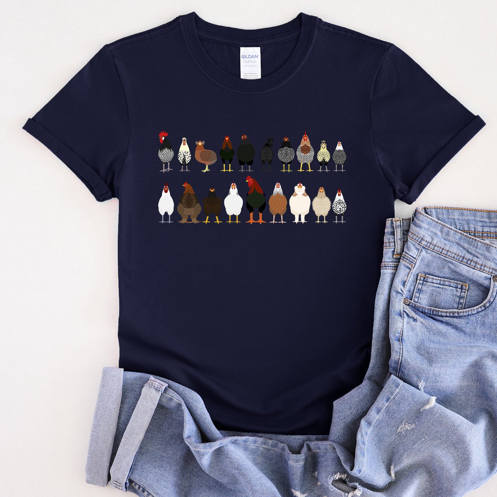 Chicken Lovers Premium Soft Cotton Farm Animal Illustration Breeds Showpiece Graphic Tee
