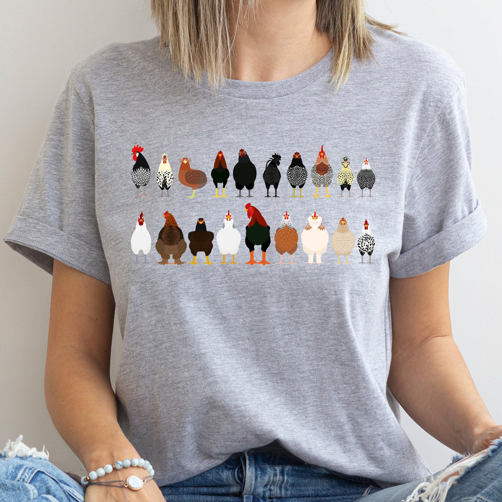 Chicken Lovers Premium Soft Cotton Farm Animal Illustration Breeds Showpiece Graphic Tee