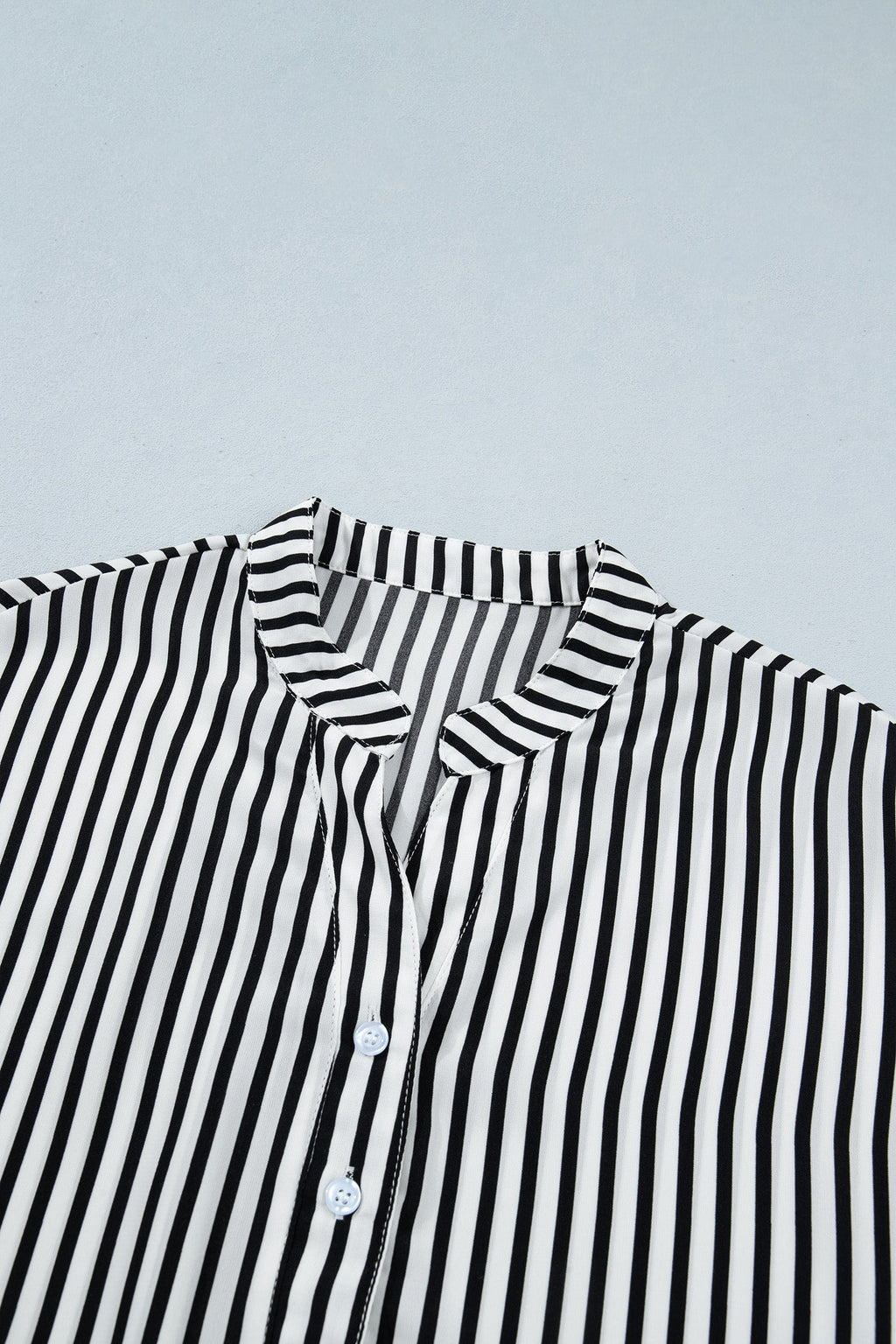 Stripe 3/4 Sleeve V-Neck Button Up Shirt