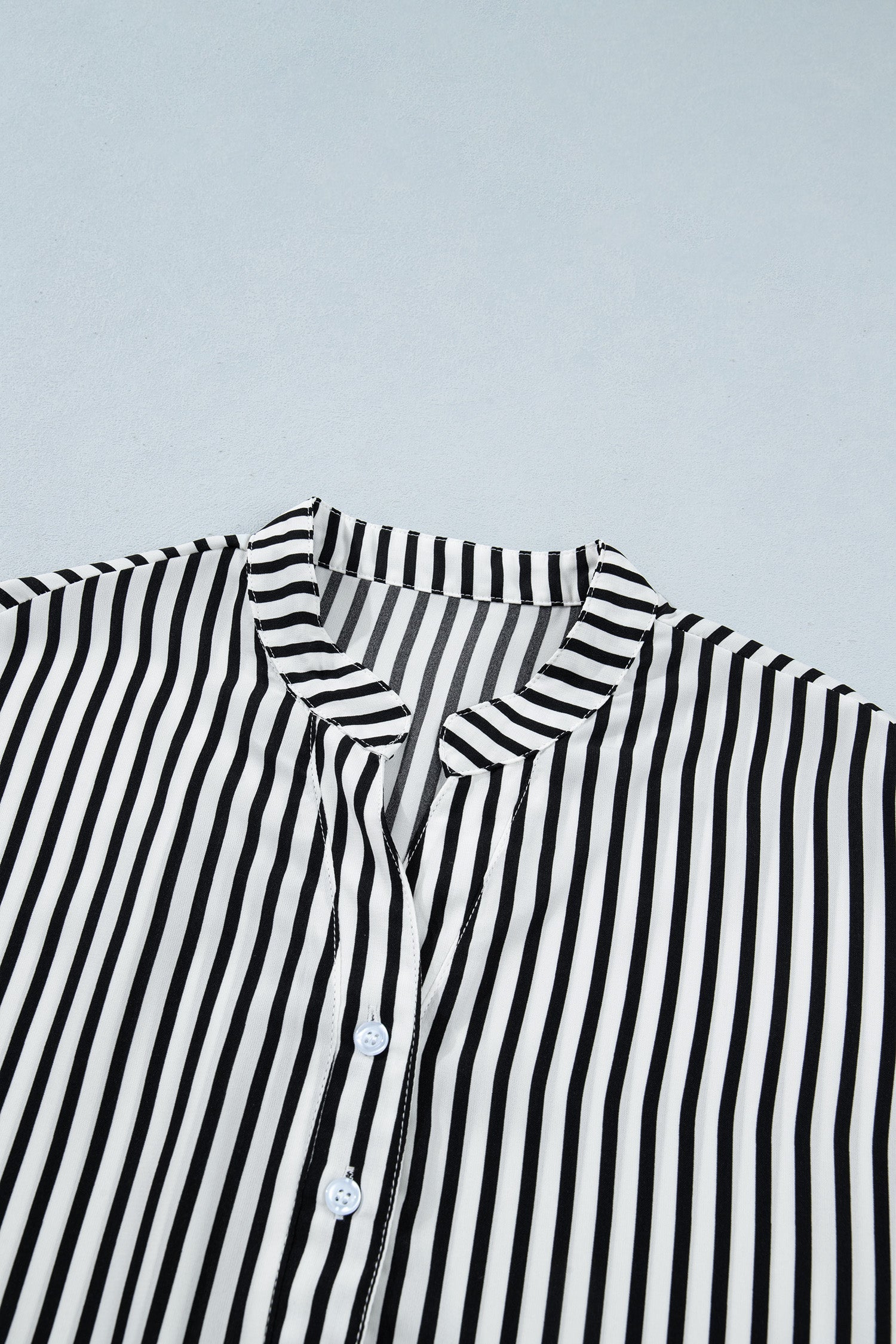Stripe 3/4 Sleeve V-Neck Button Up Shirt