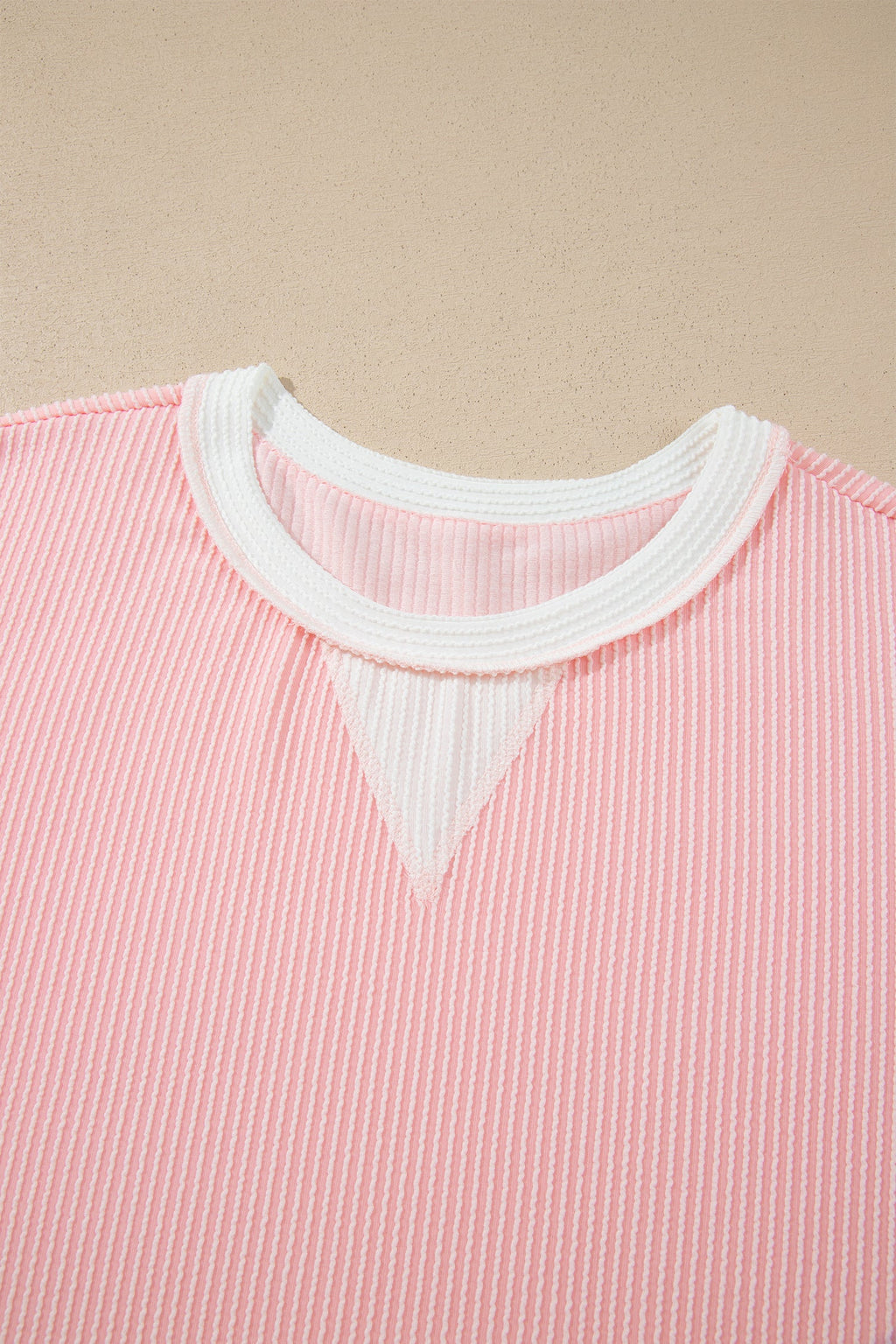 Plus Size Colorblock Ribbed Knit Long Sleeve Blouse