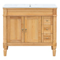 Modern Bathroom Vanity With Ceramic Sink, Soft Close Doors, Adjustable Shelves